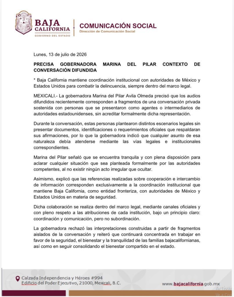 comunicado gobierno baja california