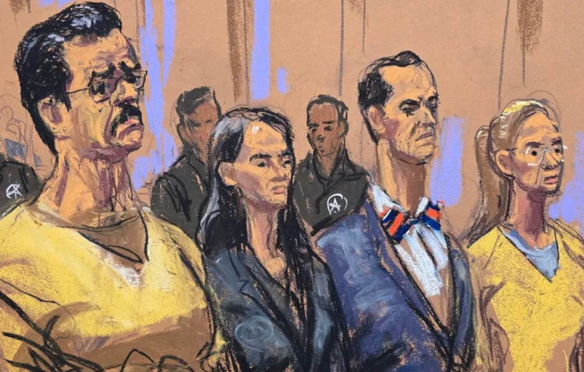 Dibujo de Nicolás Maduro en juicio en Nueva York