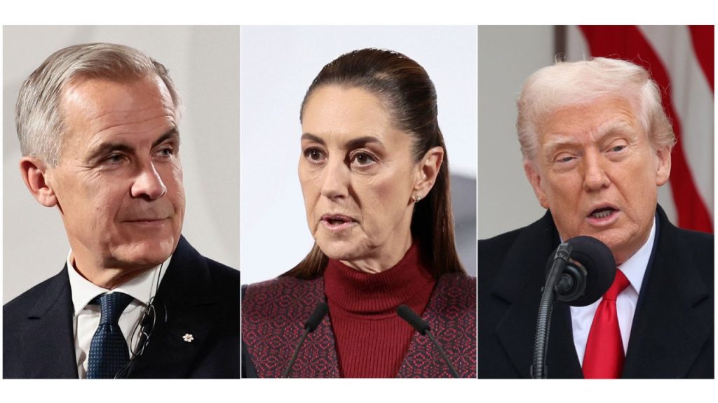 Mark Carney, Claudia Sheinbaum y Donald Trump