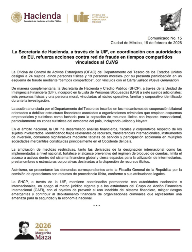 Comunicado de la Secretaría de Hacienda | SHCP