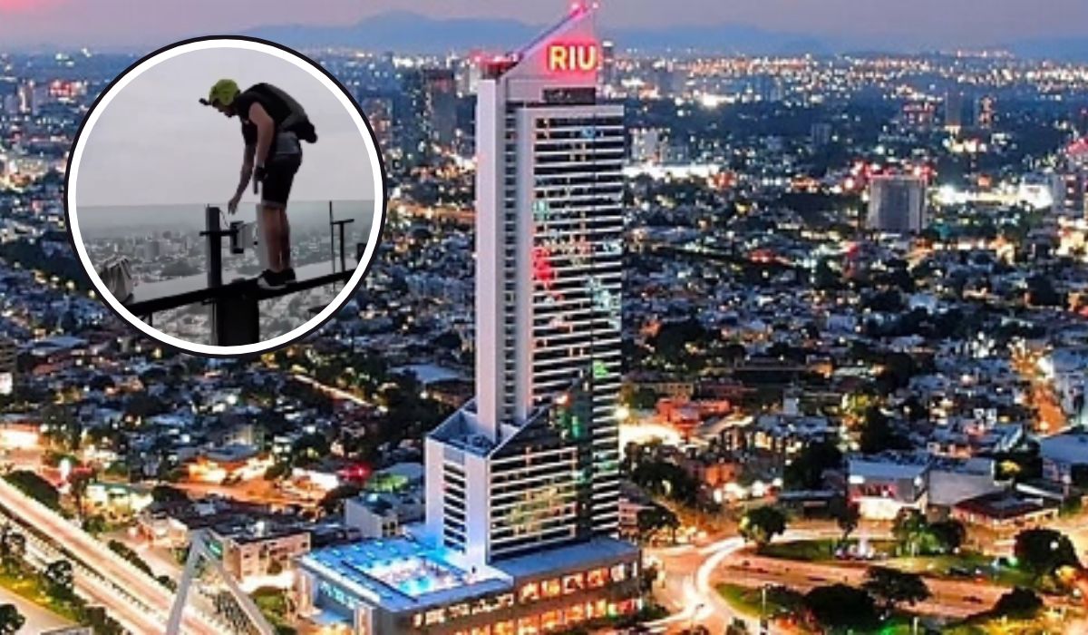 Clausuran Riu Guadalajara: hombre se lanza en paracaídas, ignora advertencias