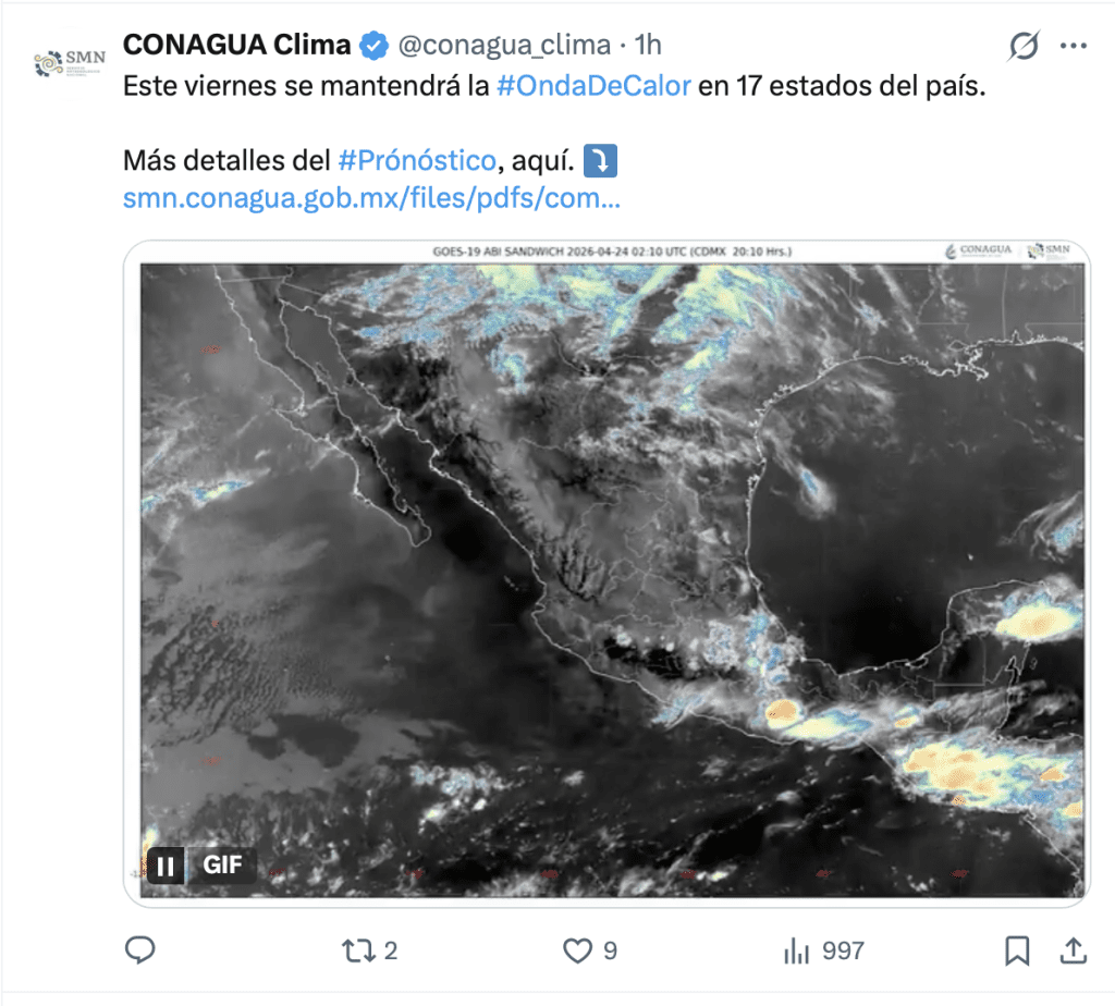 Lluvias en México este viernes 24 de abril | CONAGUA 