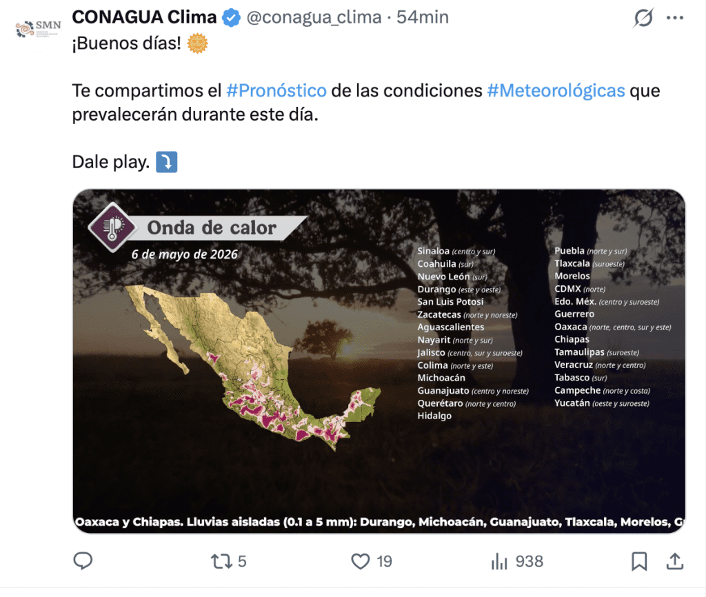 Onda de calor en México | CONAGUA 