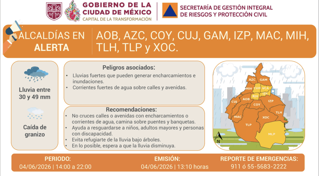 Alertas naranjas en CDMX | SGIRPC