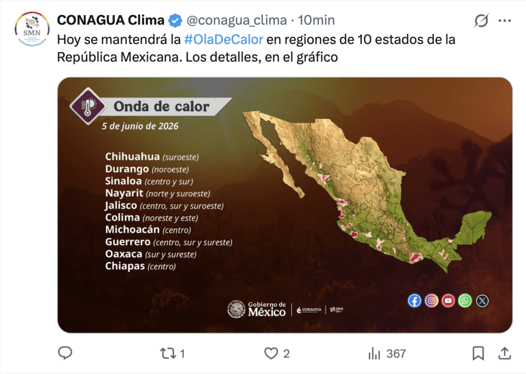 Onda de calor en México | CONAGUA 