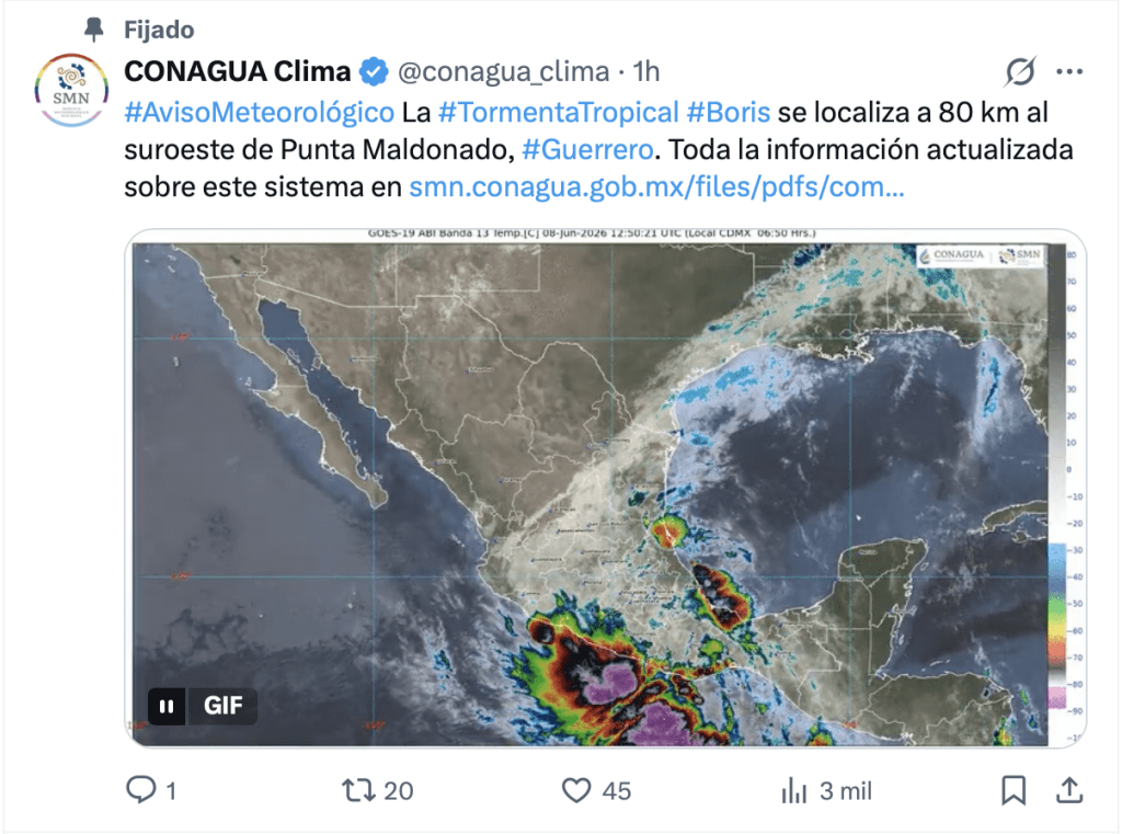 Clima en México por tormenta tropical | Conagua