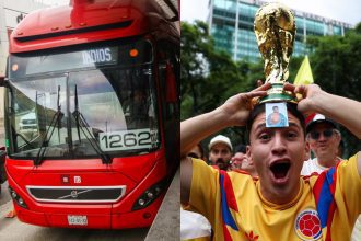 Cientos de aficionados de la Selección Colombiana se dieron cita en la glorieta del Ángel de la Independencia para expresar su apoyo a su equipo