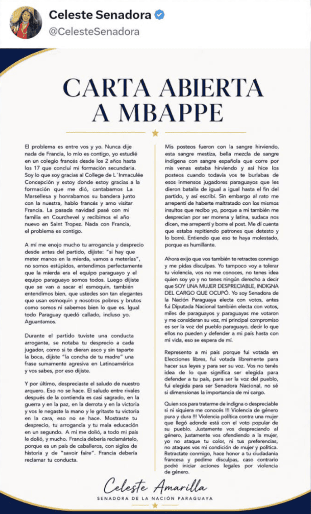 carta a mbappé