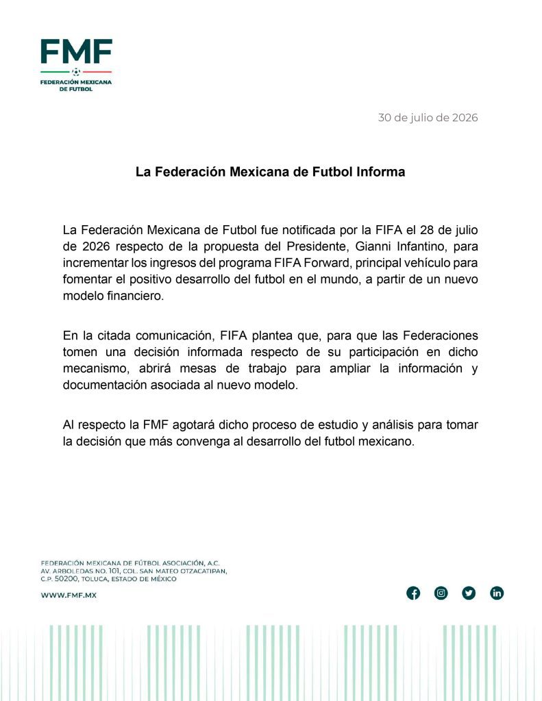comunicado fmf, propuesta de infantino
