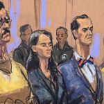 Dibujo de Nicolás Maduro en juicio en Nueva York