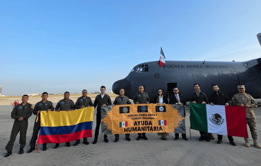 Ayuda humanitaria de México a Colombia. Foto: Cancillería colombiana