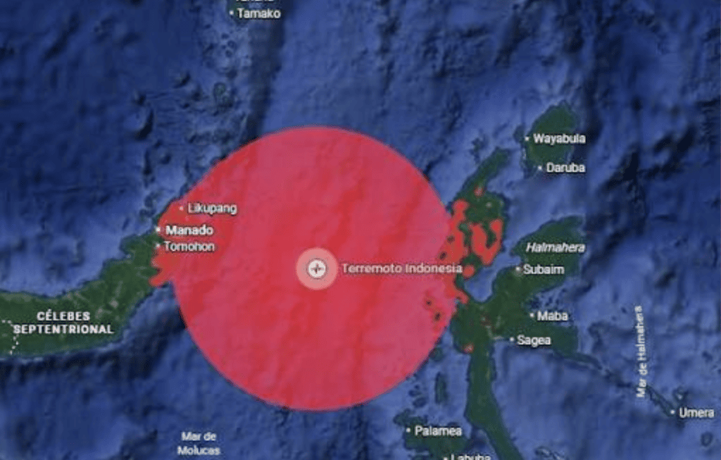 Se registra sismo en Indonesia de magnitud 7.7